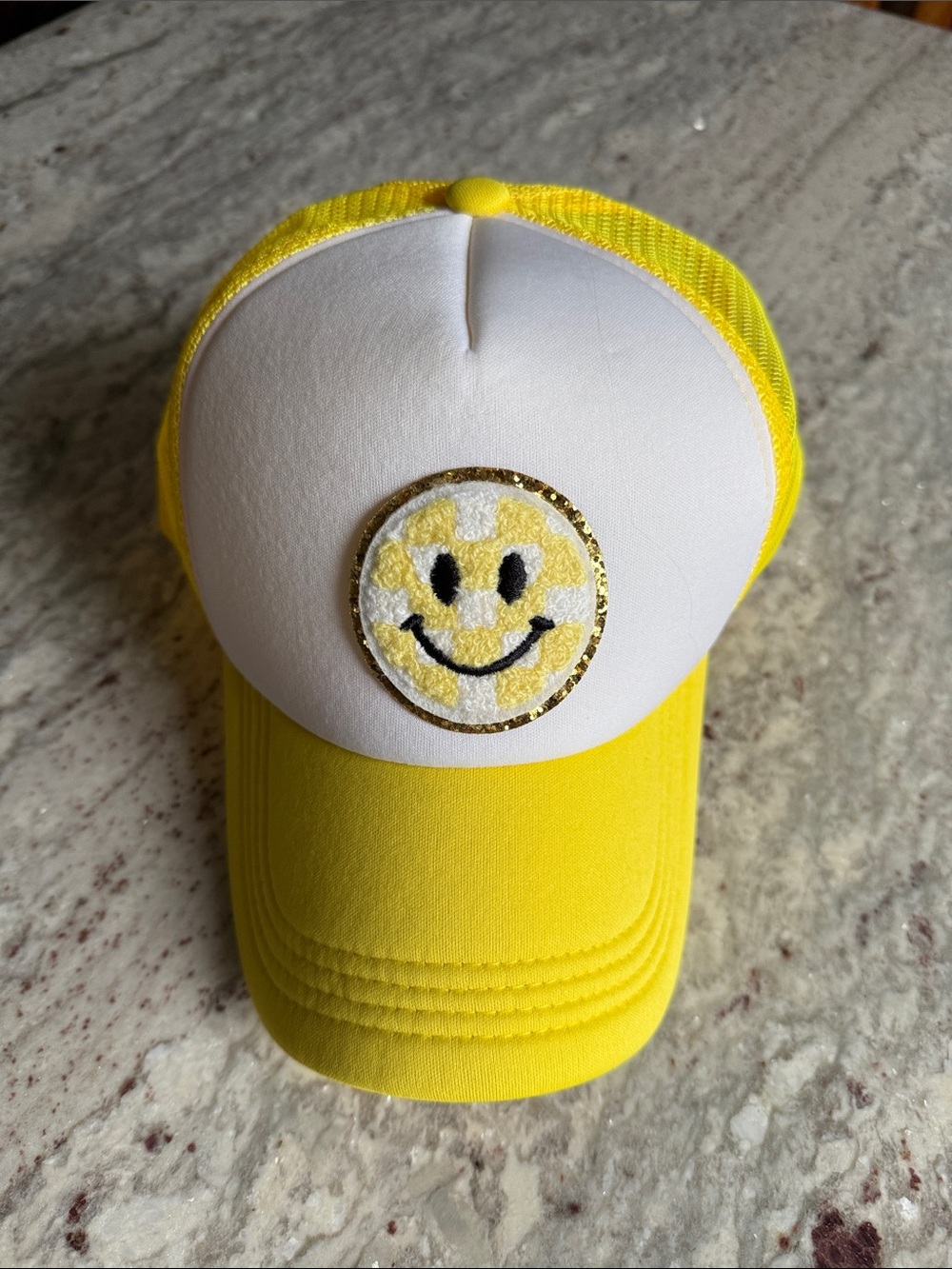 Yellow Foam Smiley Trucker Hat